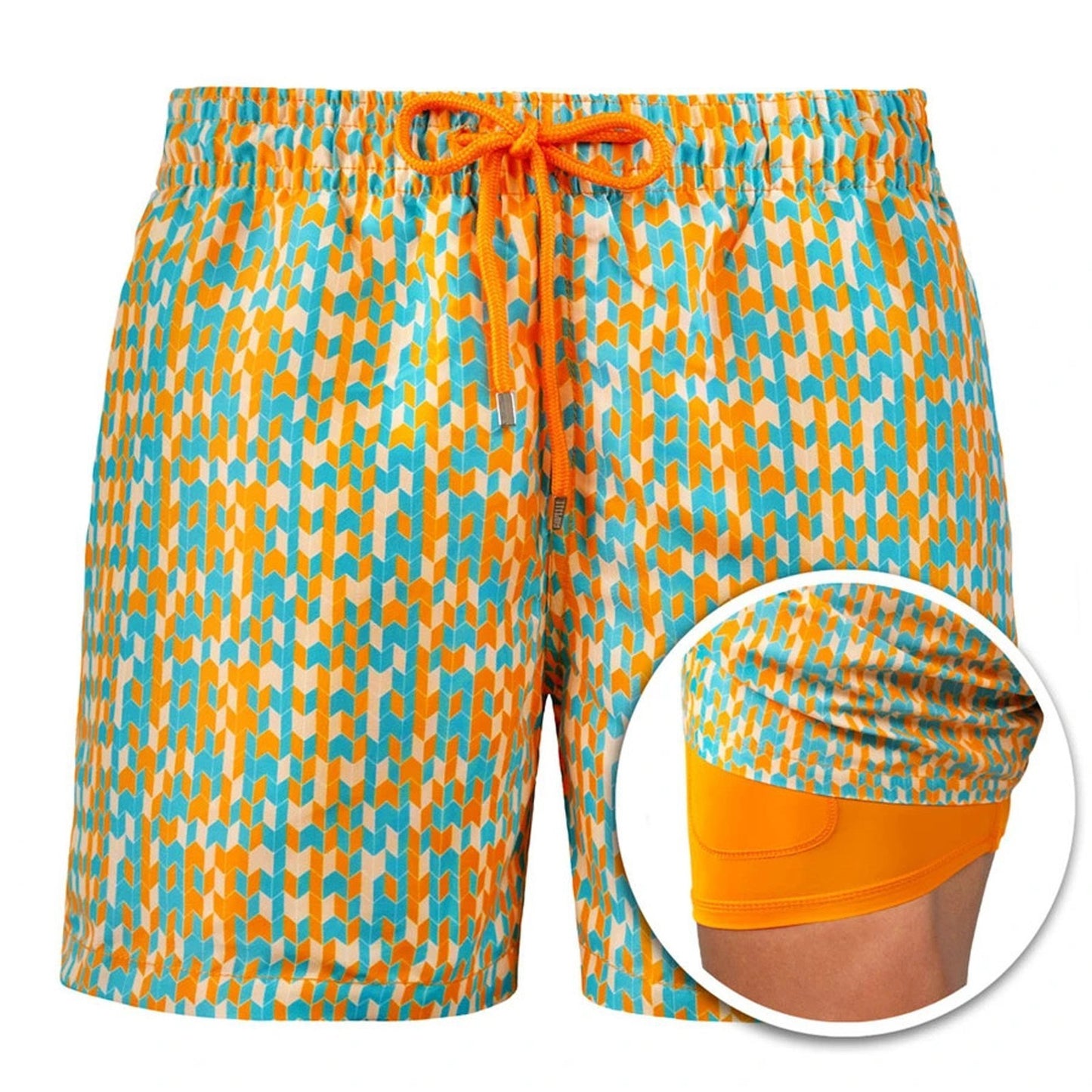 Print Double Layer Polyester Sports Shorts