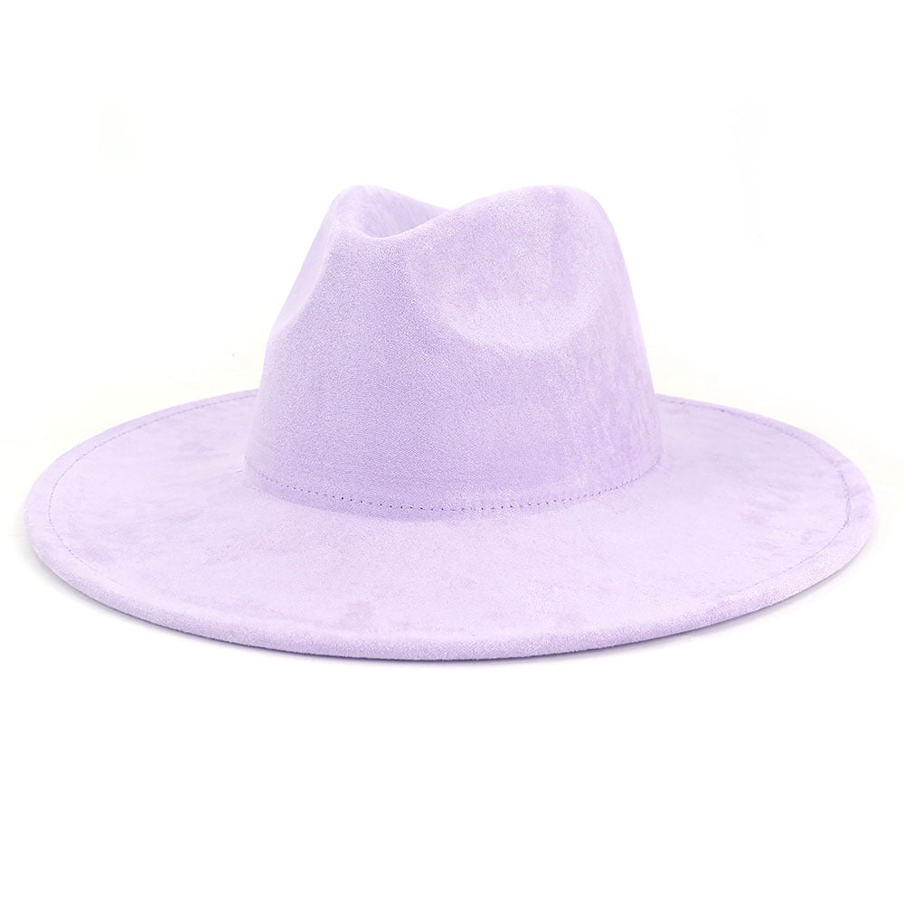 Suede Top Big Brim Flat Edge Hat