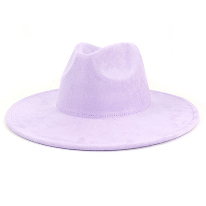 Suede Top Big Brim Flat Edge Hat