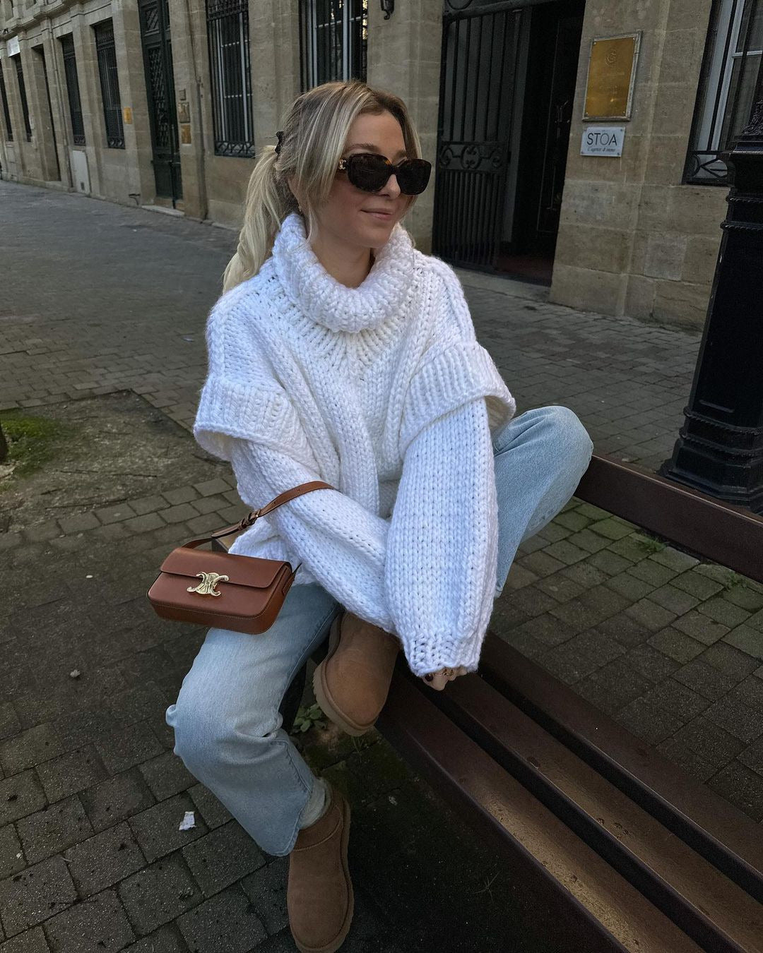 Oversize Double Sleeve Turtleneck Jumper