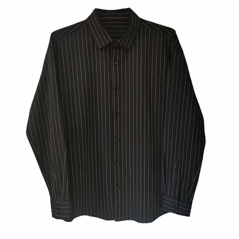 Striped White Shirt Men's Shirt Long Sleeve Casual