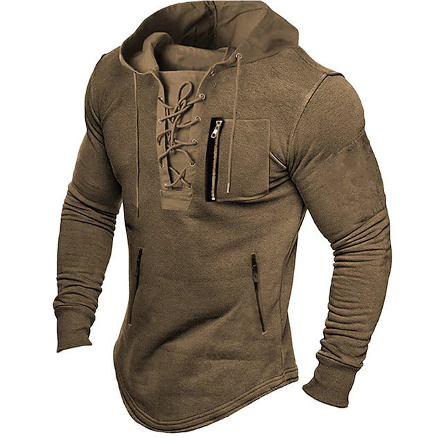 Tied Zipper Pocket Street Hoodie