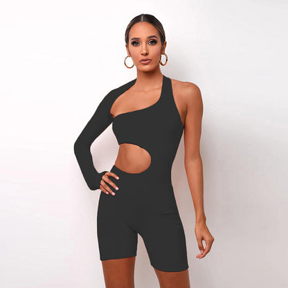 White or Black One Shoulder Asymmetric Bodysuit