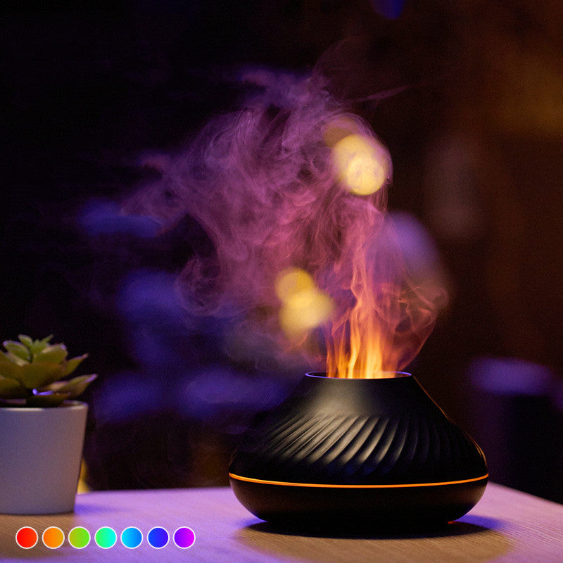 Volcanic Flame Aroma Diffuser Essential Oil Lamp 130ml USB Portable Air Humidifier With Color Night Light Mist Maker Fogger LED Light