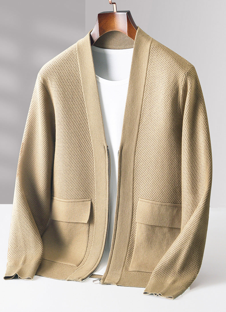 Knitted Wool Cashmere Zipper Cardigan