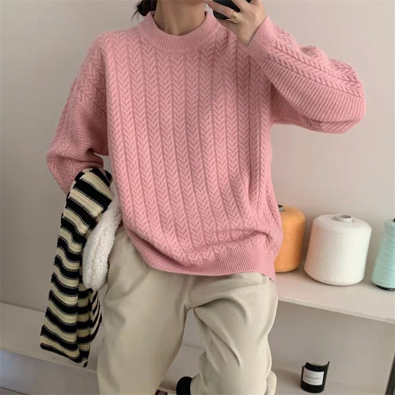 Pastel Long Sleeve Loose Fit Women's High-end Knitwear