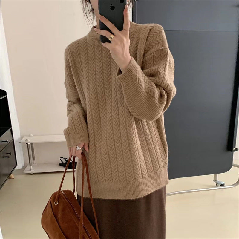 Pastel Long Sleeve Loose Fit Women's High-end Knitwear