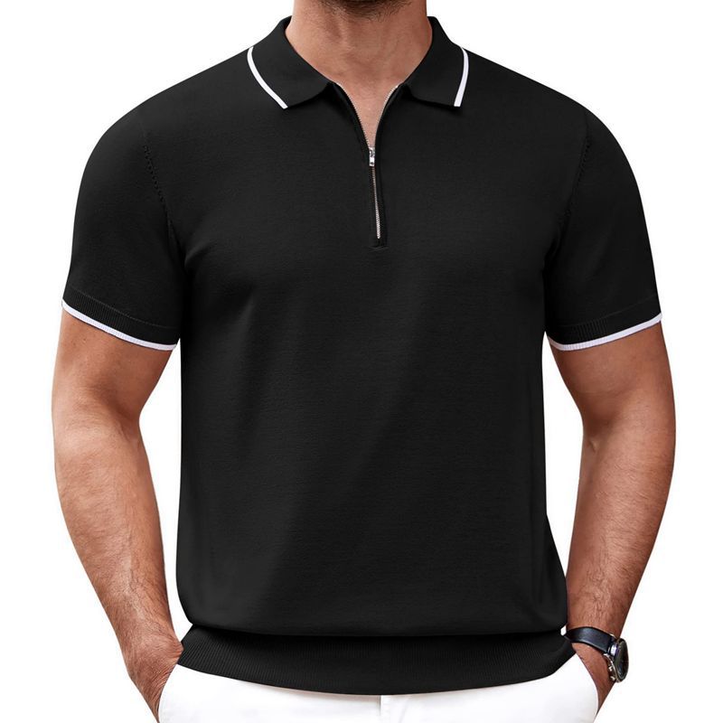 Zip Up Short Sleeve Polo