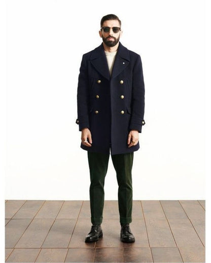 Men's Mid-length Long Sleeve Woolen Coat