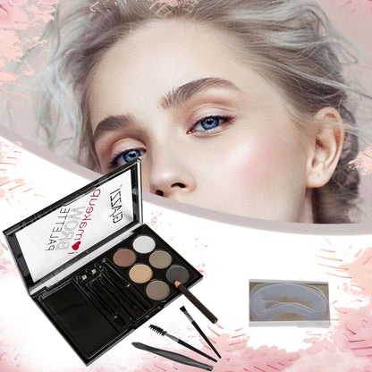 Natural Brown Eyebrow Powder Palette Eye Contour Enhancers Eye Brows Shadow Stamp Shaping Waterproof Makeup Kit With Brush