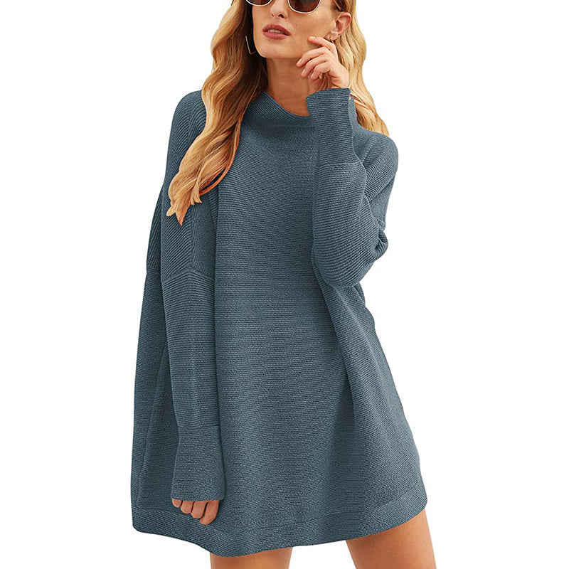 Oversized Long Sleeve Tops Pullovers High Neck Loose Knit Sweater Women