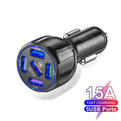 5-port 15A QC3.0 5USB FAST Car Charger