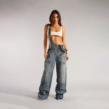 Cotton Denim Overalls