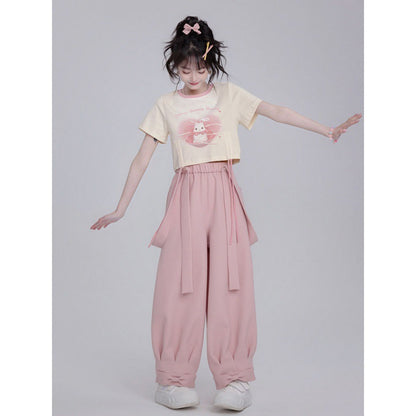 Cotton Blush Rabbit Suspenders