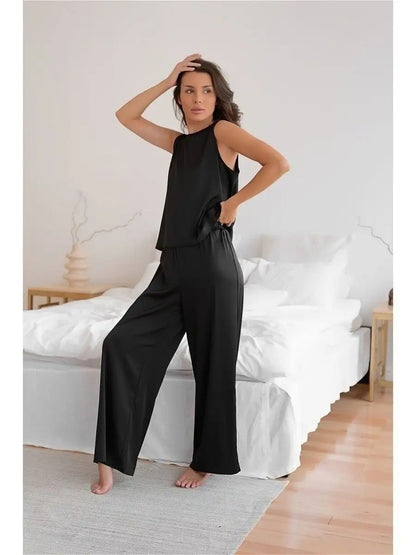 Rayon Minimalist Vest Trousers Pajama Set