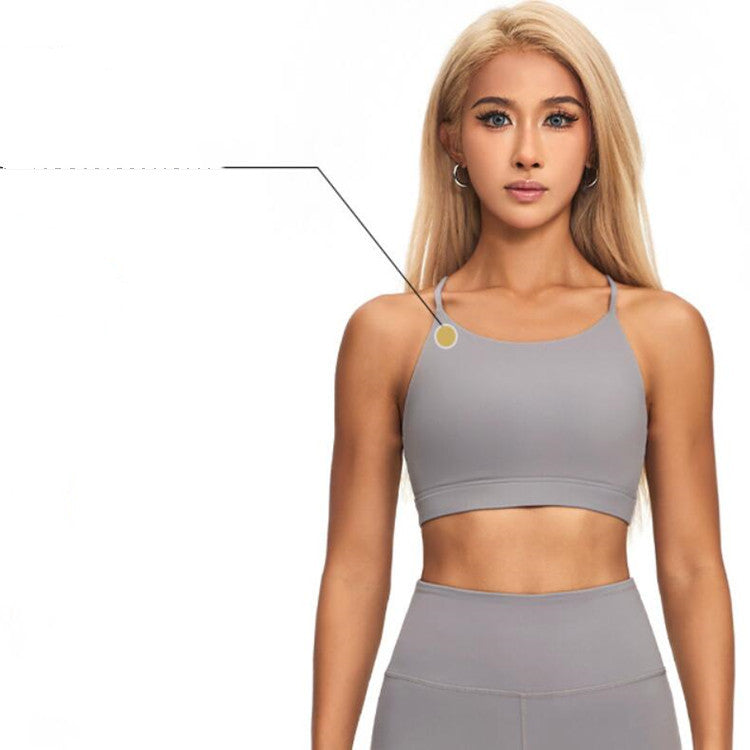 Pastel Nylon Cross Strapping Detail Sports Bra