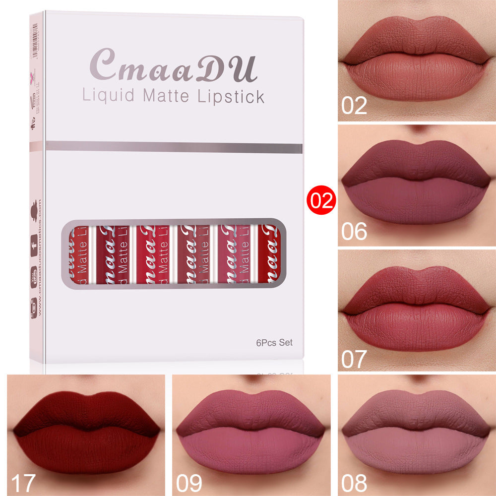 6 Colour Matte Non-stick Waterproof Lipstick