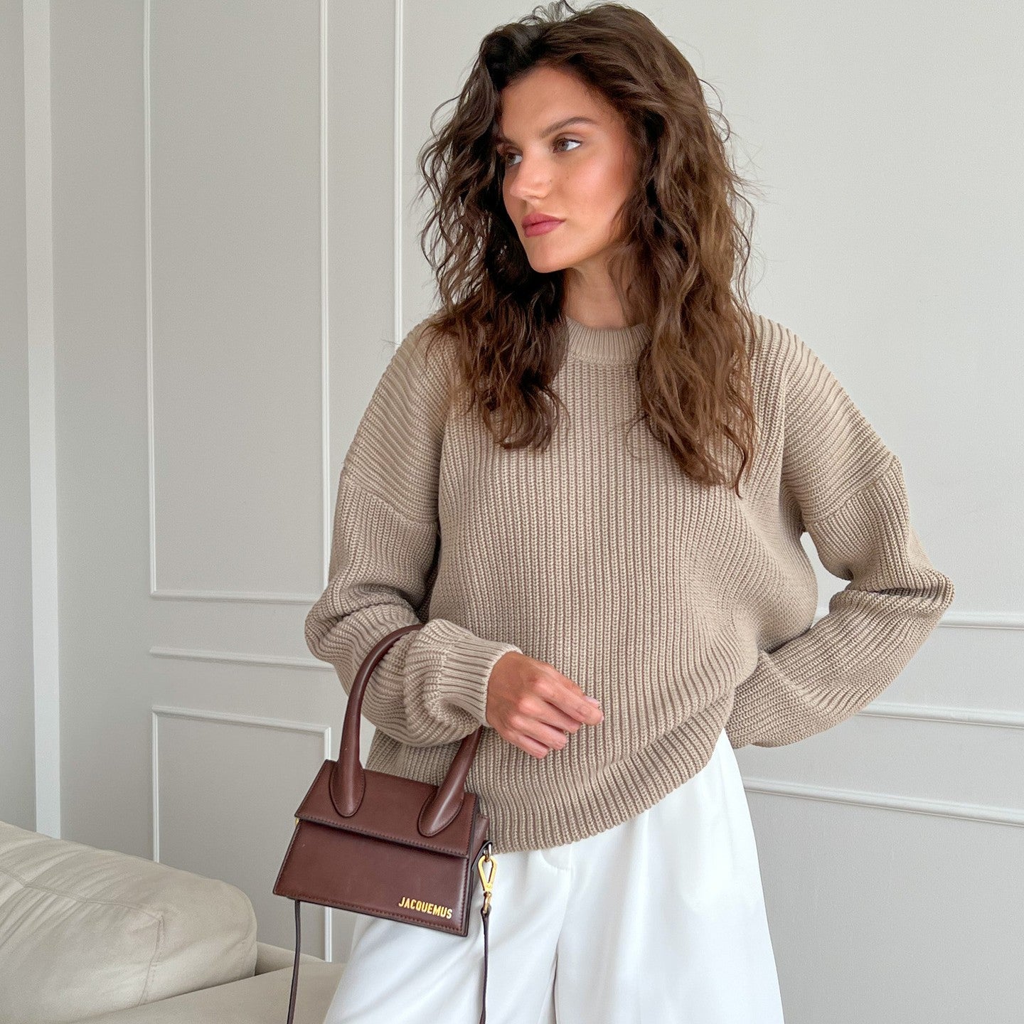 Round Neck Loose Solid Color Sweater