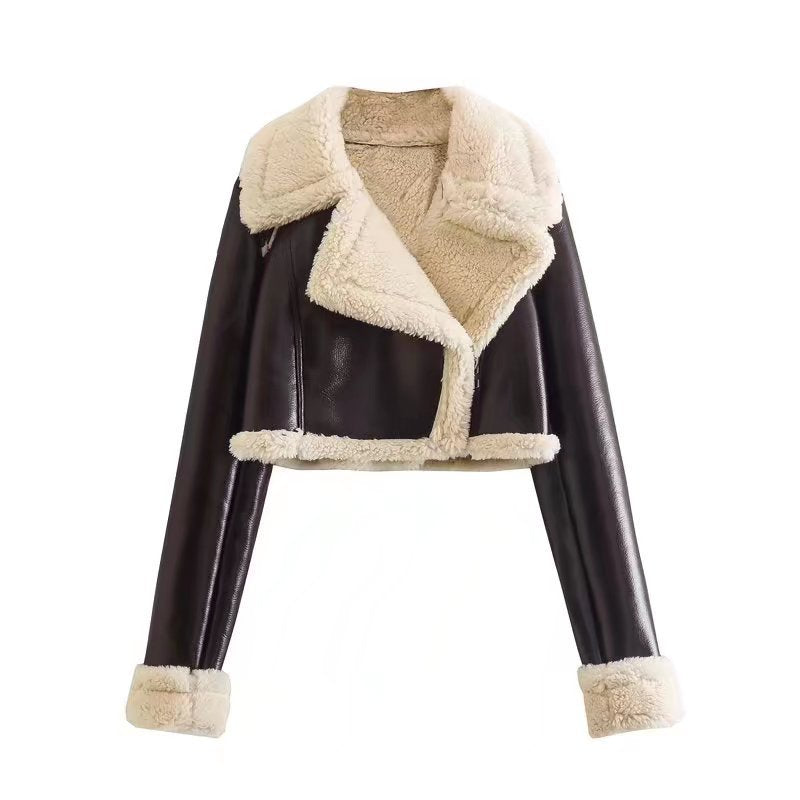 Long Sleeve Leather Crop Jacket