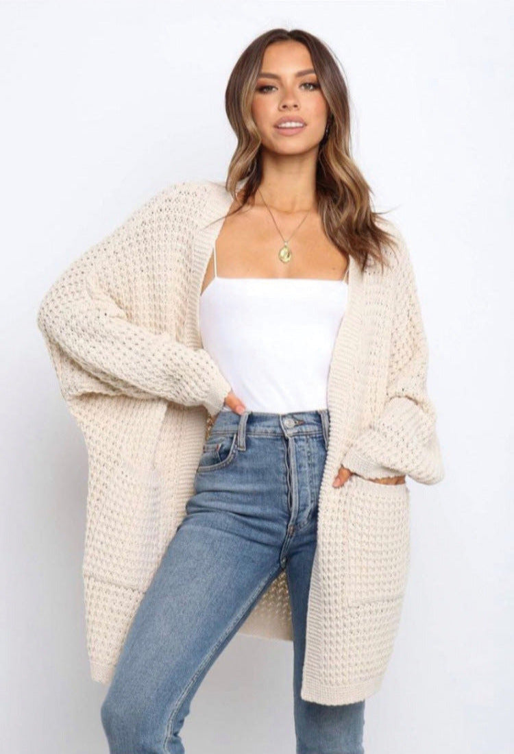 Pastel Tone Long Sleeve Loose Knit Cardigan