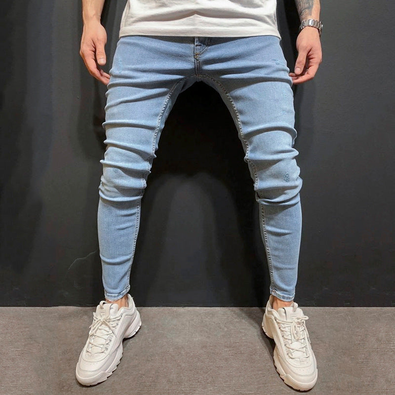 Light Blue Slim Fit Poly Jeans