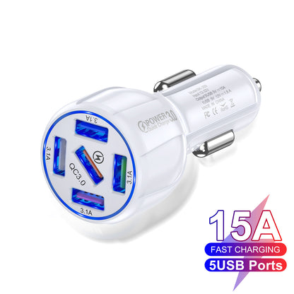 5-port 15A QC3.0 5USB FAST Car Charger