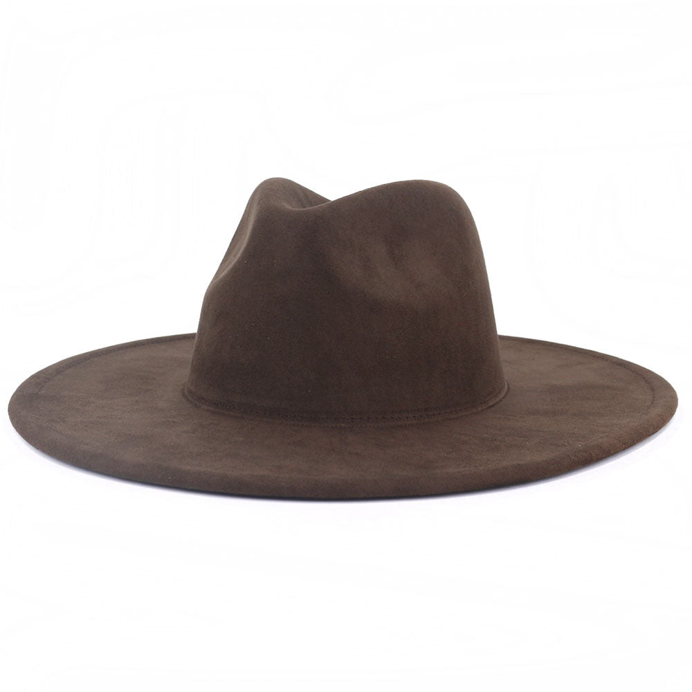 Suede Top Big Brim Flat Edge Hat