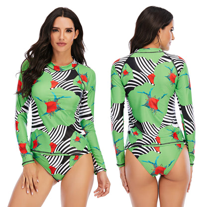 Casual Split Long-sleeved Surfing Suit Sunscreen Female Swimsuit