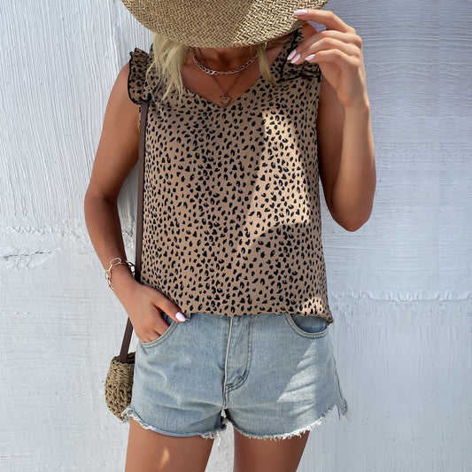 Sleeveless Leopard Print Vest Top