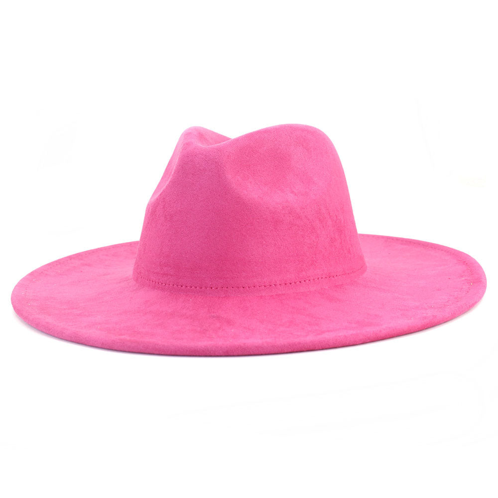 Suede Top Big Brim Flat Edge Hat