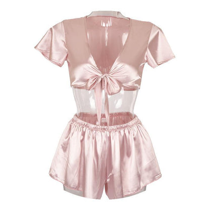 Hot Selling Sexy Collar Silk Like Suspender Pajamas Fasion