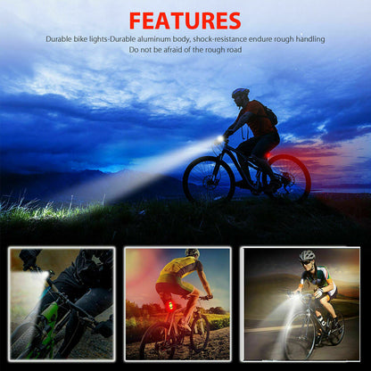 USB Rechargeable LED Bicycle Headlight Bike Head Light Front Rear Lamp Cycling