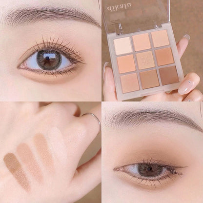 Transparent Milk Tea Nine Grid Nine Color Acrylic Eye Shadow Plate Shimmer Matte Nude Color