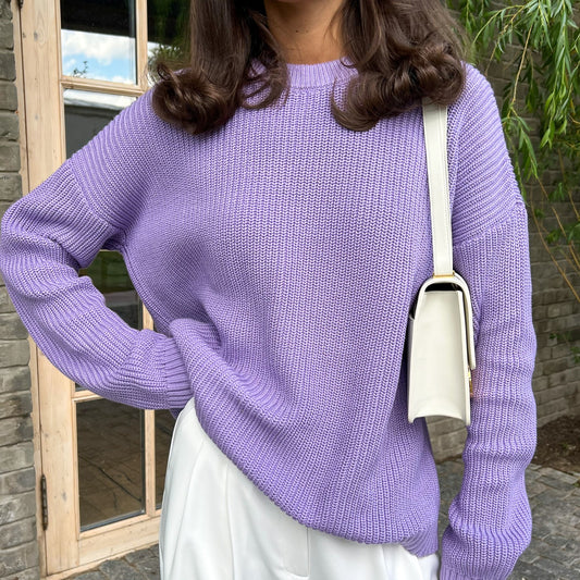 Round Neck Loose Solid Color Sweater