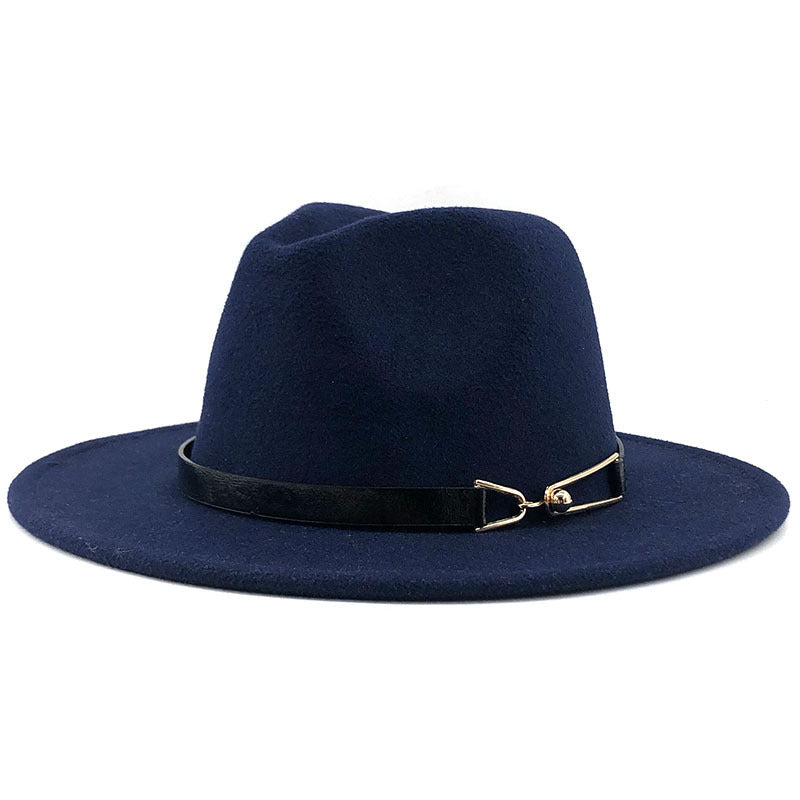 Cashmere Gold Link Buckle Detail Detail Flat Brim Fedora