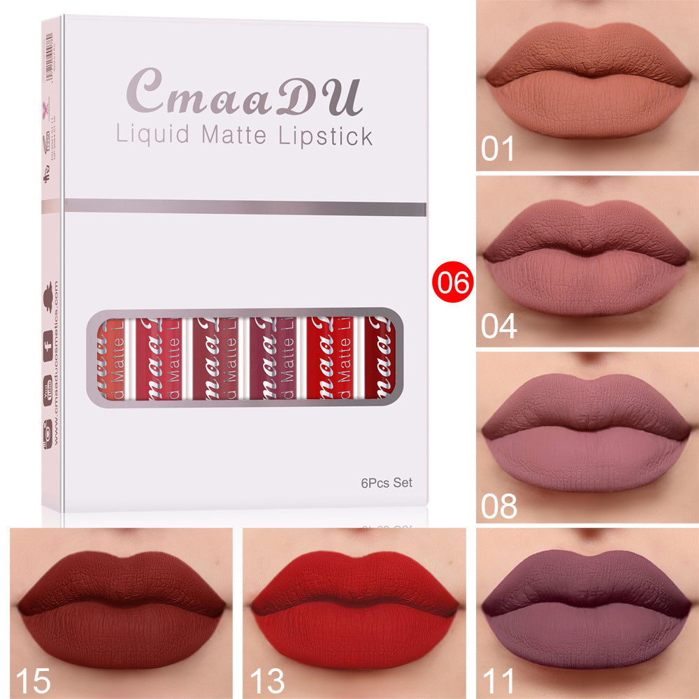 6 Colour Matte Non-stick Waterproof Lipstick