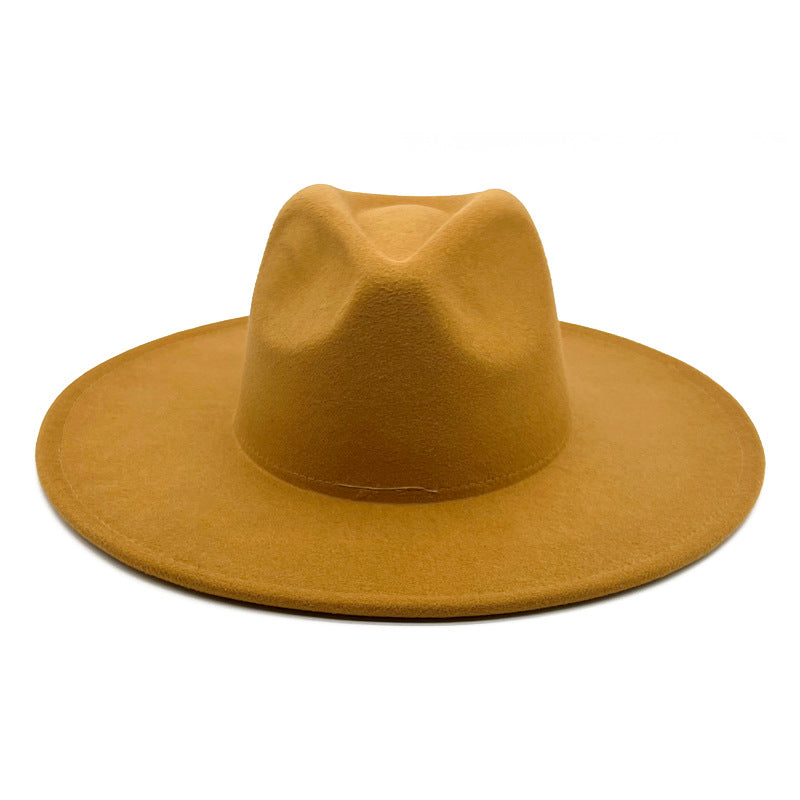 Flat Brim Basic Woolen Fedora