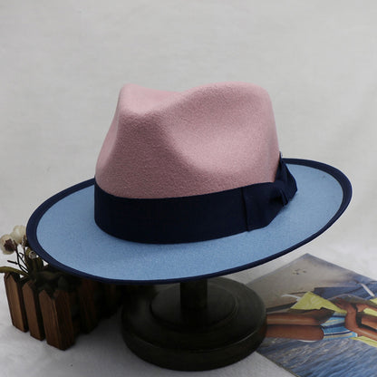 Dual-color Patchwork Felt Fedora