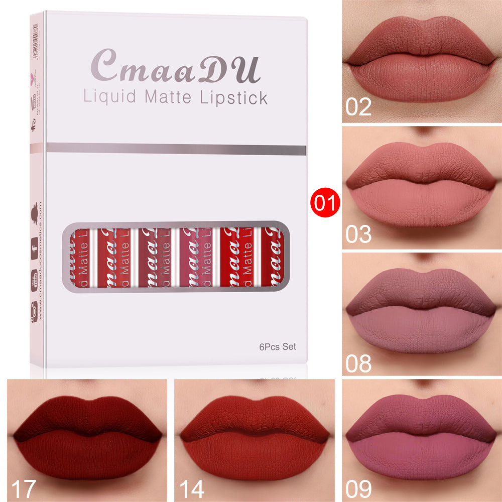 6 Colour Matte Non-stick Waterproof Lipstick