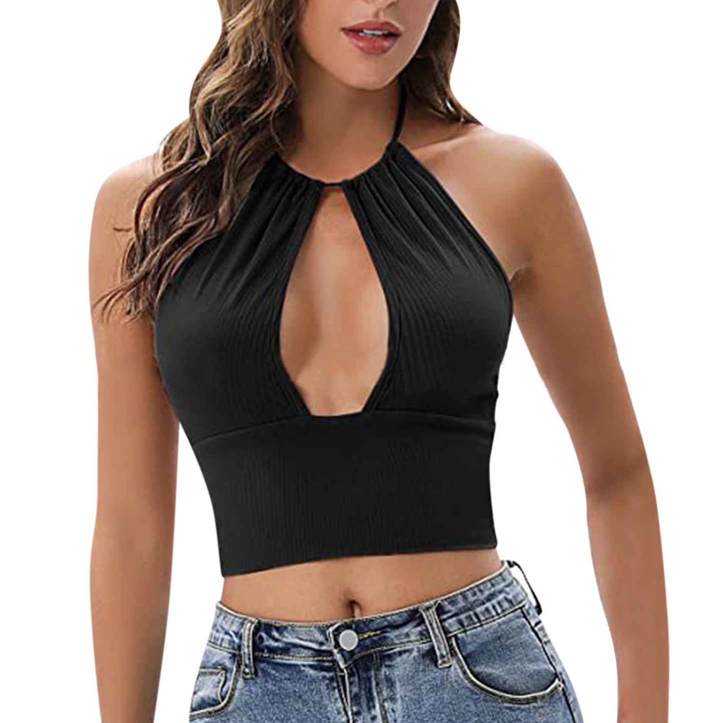 Halter Cleavage Cami Crop