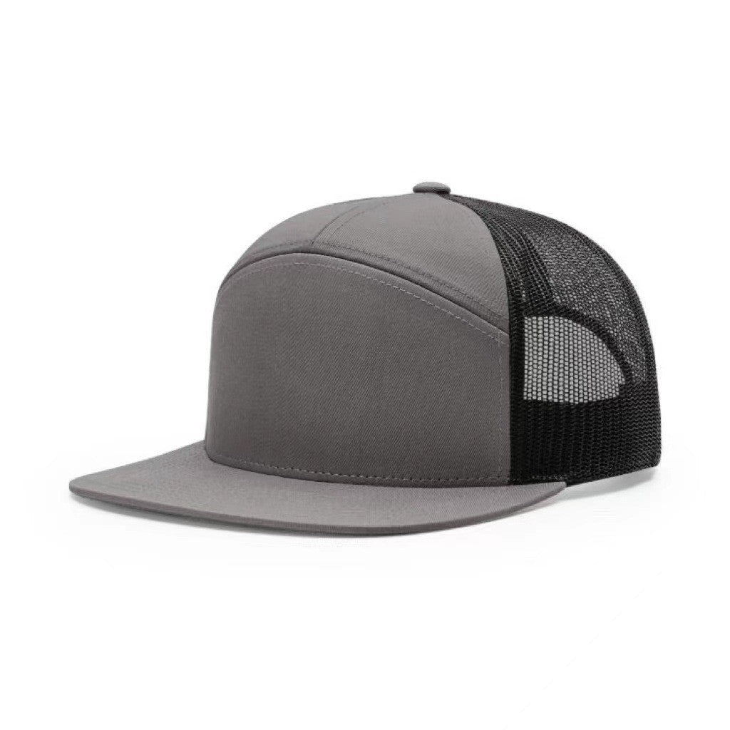 Flat Brim 7 Panel Snap Back Trucker Cap