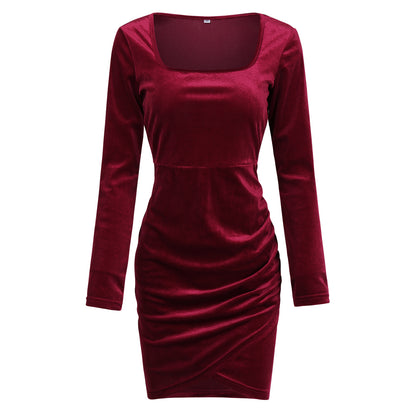 Wine Red Half Sleeve Bodycon Mini