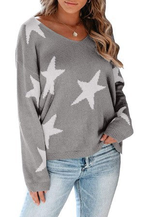 Star Embroidery Long Sleeve Pullover