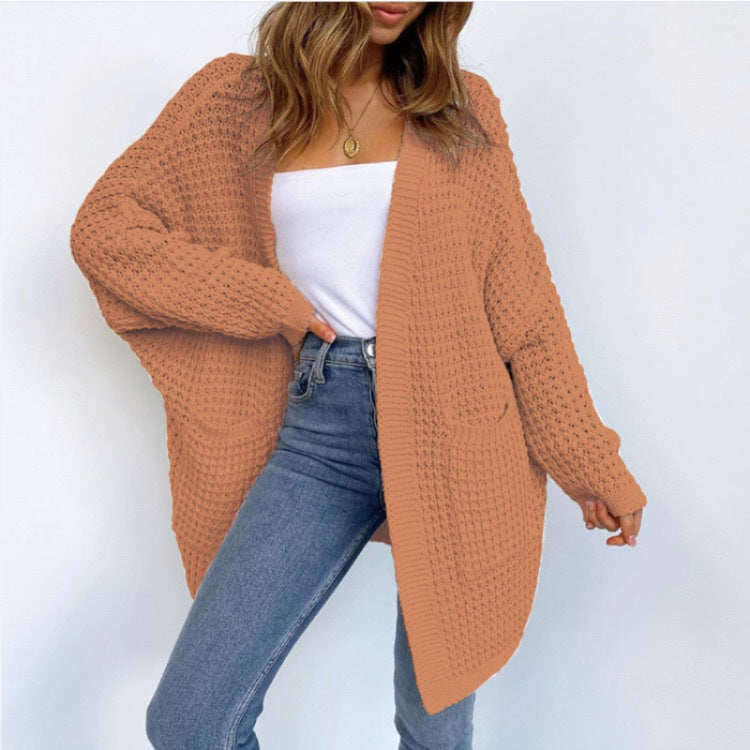 Pastel Tone Long Sleeve Loose Knit Cardigan