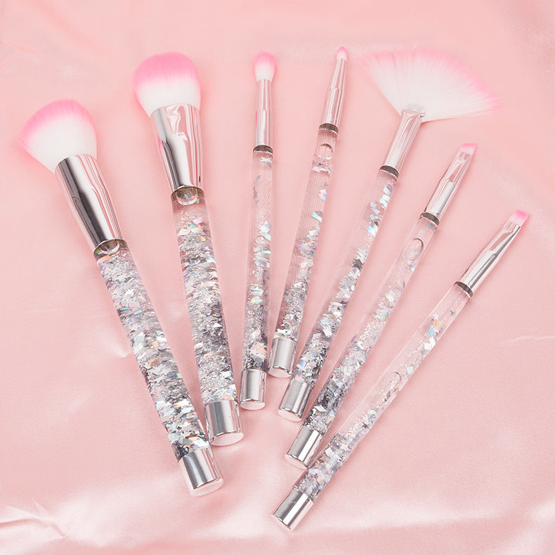 New 7-piece Transparent Crystal Handle Cosmetic Brush Set