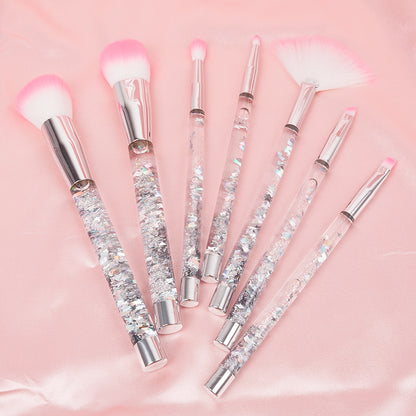 New 7-piece Transparent Crystal Handle Cosmetic Brush Set