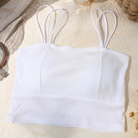 Double Strap Padded Fabric Tube Crop