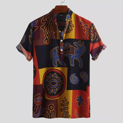 European And American Men's Oracle Print Men's Shirt Tops