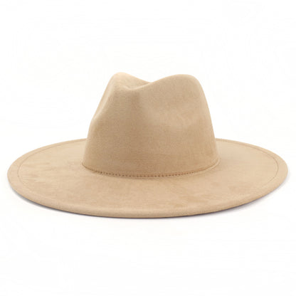 Suede Top Big Brim Flat Edge Hat