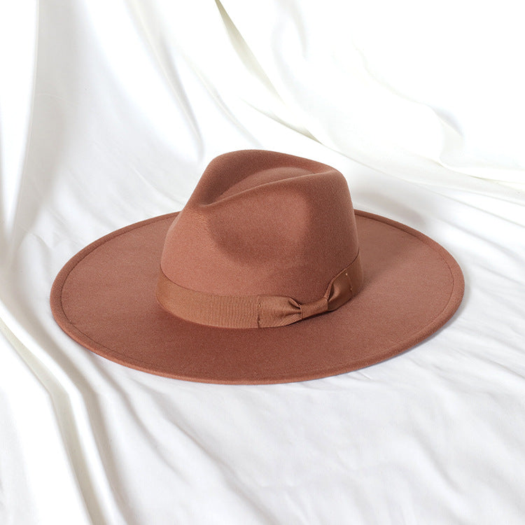 Flat Brim Basic Woolen Fedora